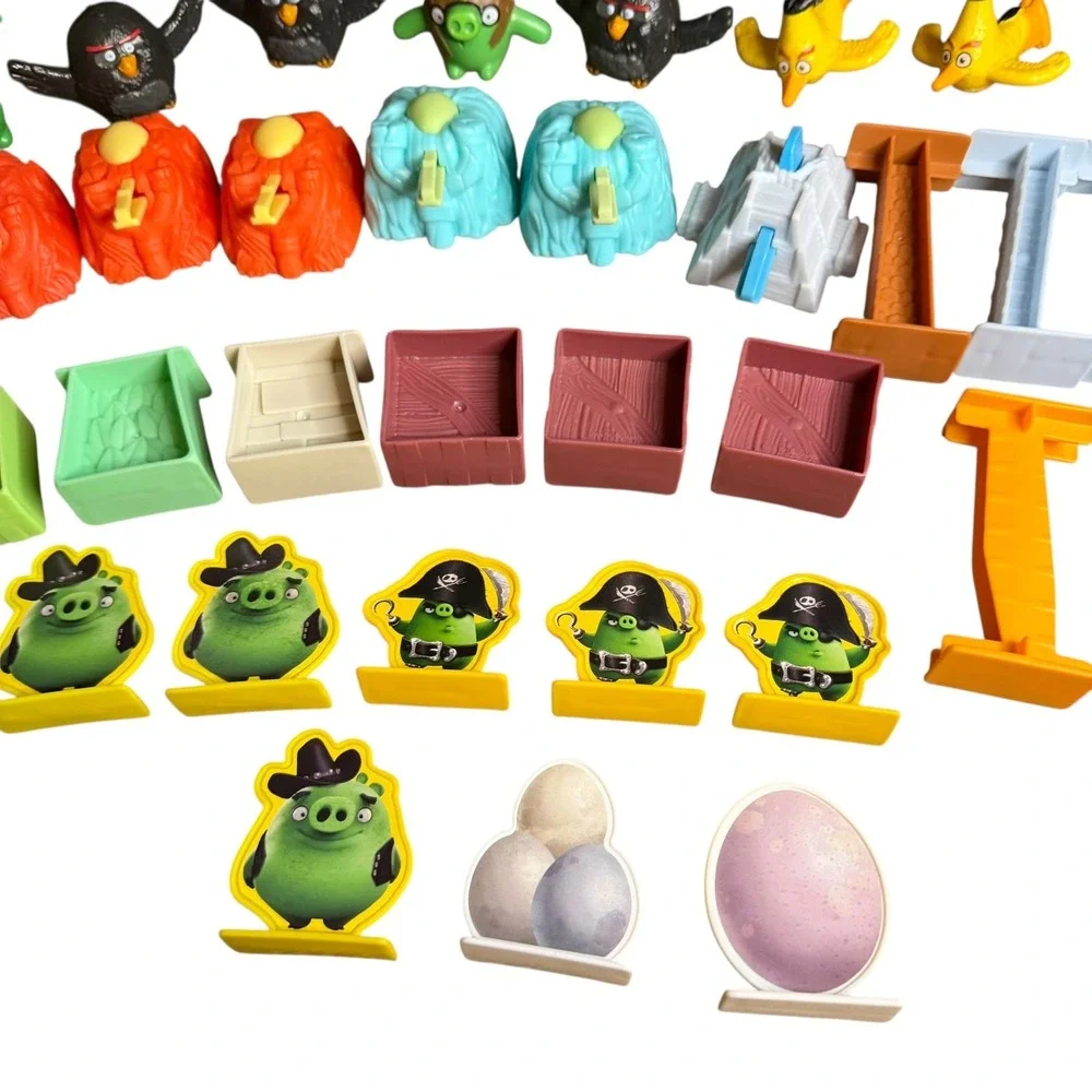 Angry Birds Toy Figure Lot Building‎ Blocks Crates Piggies Red Chuck 30+ Pieces